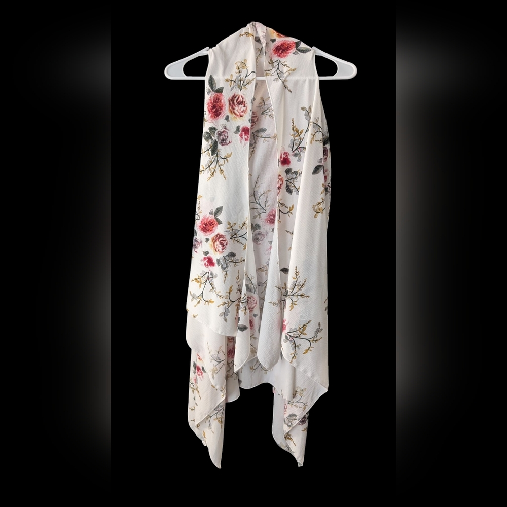 Floral Print White Vest